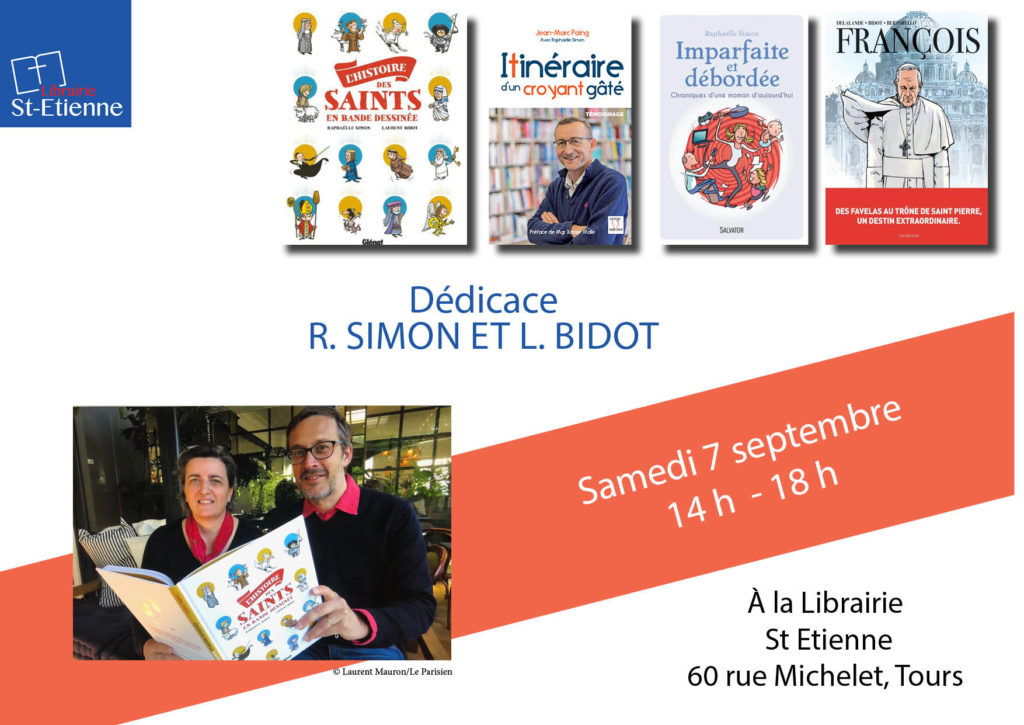 dédicace Laurent Bidot et Raphaëlle Simon à la librairie St Etienne de Tours